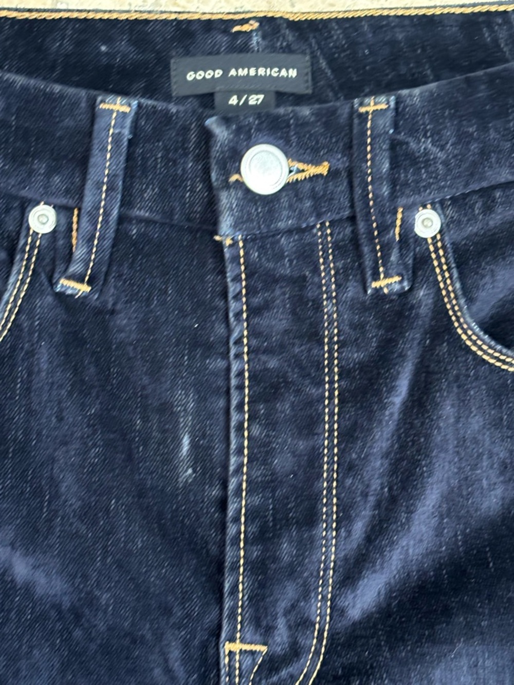 GOOD AMERICAN Good Icon Straight Leg Velvet Jeans Dark Blur size 4 - Picture 10 of 10